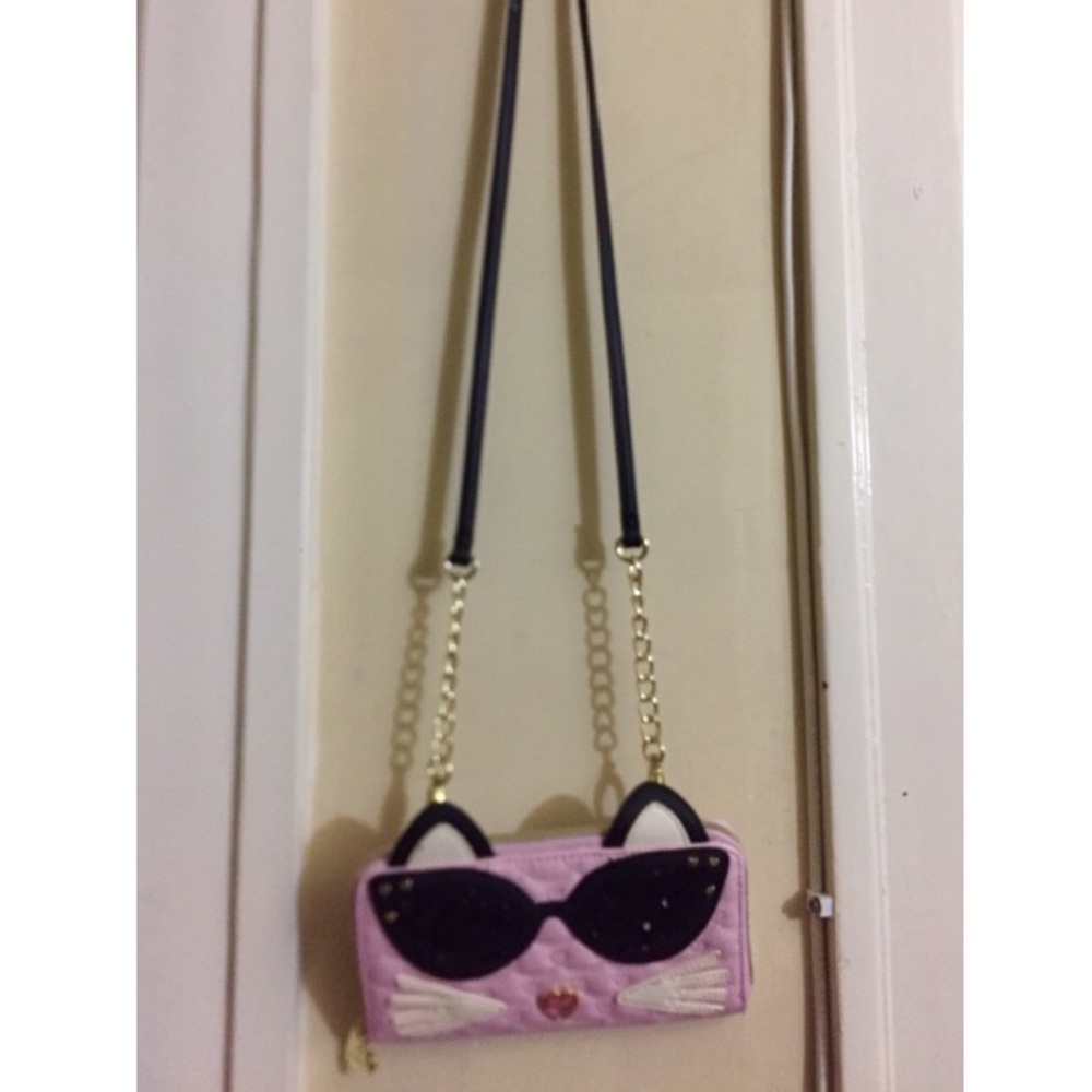 💕SOLD💕New Betsey Johnson Pink Cat Wallet Purse - Picture 5 of 7